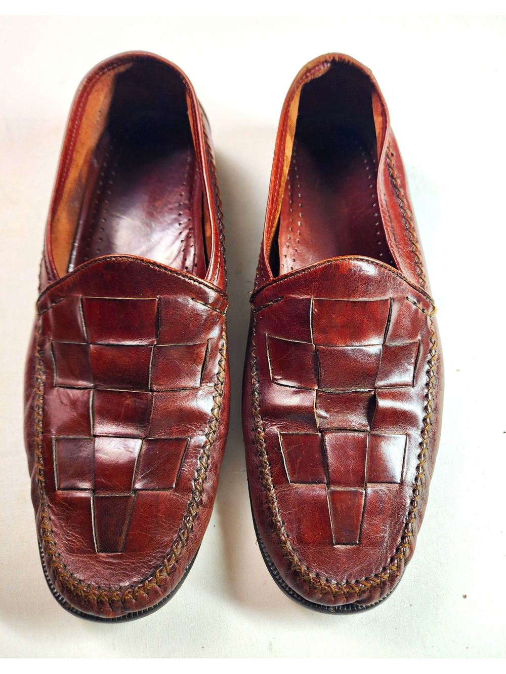 brassboot Vero Cuoio Men's Brown Woven Leather Slip-On Dress Loafers   11